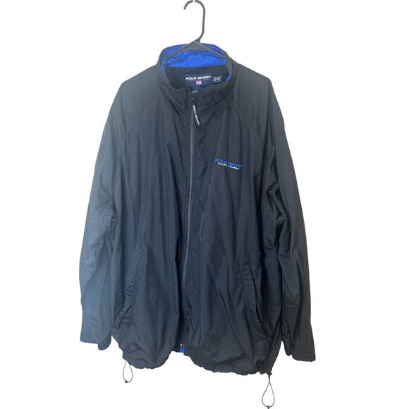 Vintage Polo Sport Ralph Lauren Jacket Men 2XLT Tall Black Zip Up Windbreaker - Picture 1 of 9